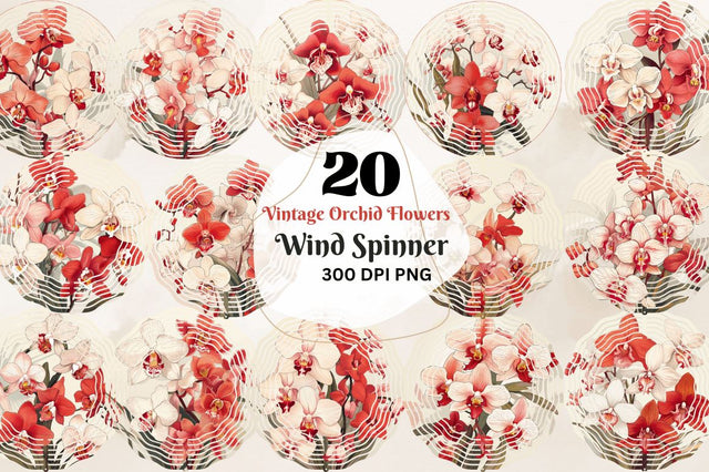 Vintage Orchid Flowers Wind Spinner Sublimation Regulrcrative 