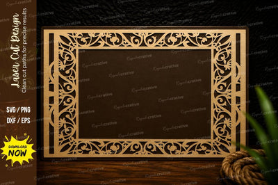 Vintage Ornamental Rectangle Frame Laser Cut SVG Design SVG Regulrcrative 