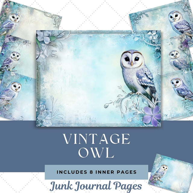 Vintage Owl Junk Journal Paper | Printable Junk Journal Paper SVG Paige Cole Studio 