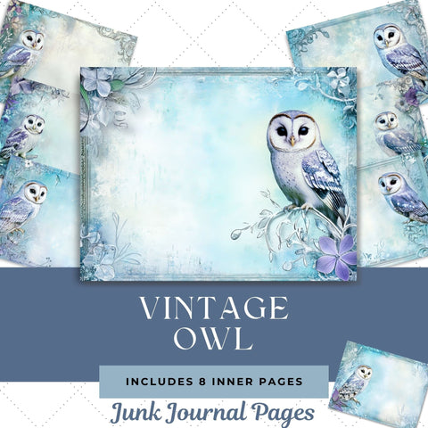 Vintage Owl Junk Journal Paper | Printable Junk Journal Paper SVG Paige Cole Studio 