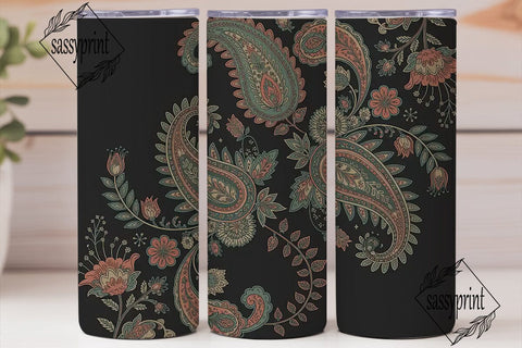 Vintage Paisley Floral Tumbler Wrap Sublimation sassyprint 