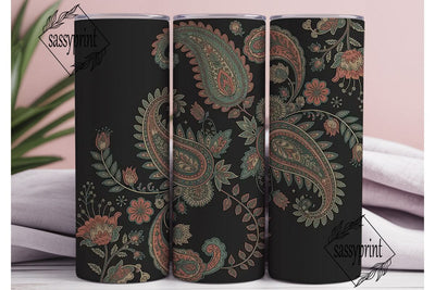 Vintage Paisley Floral Tumbler Wrap Sublimation sassyprint 
