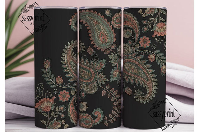 Vintage Paisley Floral Tumbler Wrap Sublimation sassyprint 