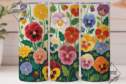Vintage Pansy 20oz Tumbler Wrap Sublimation sassyprint 