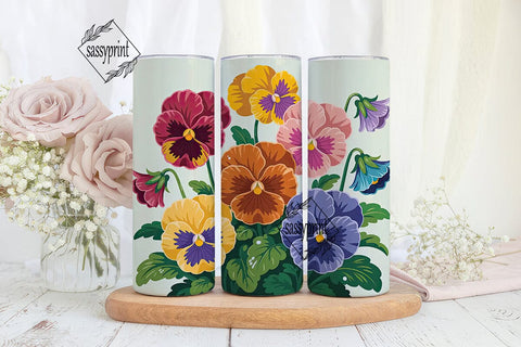 Vintage Pansy 20oz Tumbler Wrap Sublimation sassyprint 