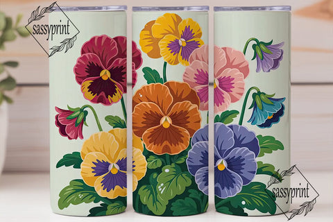 Vintage Pansy 20oz Tumbler Wrap Sublimation sassyprint 