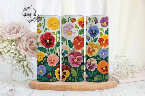 Vintage Pansy 20oz Tumbler Wrap Sublimation sassyprint 