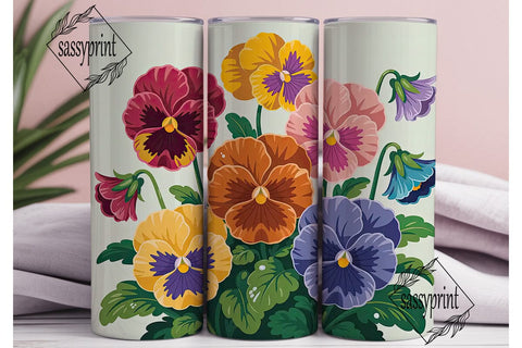 Vintage Pansy 20oz Tumbler Wrap Sublimation sassyprint 