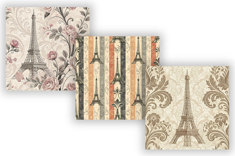 Vintage Parisian Pattern Pack, French Chic Seamless Designs, Scrapbooking & Printable Crafts Digital Pattern FloridPrintables 