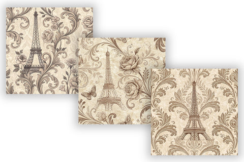 Vintage Parisian Pattern Pack, French Chic Seamless Designs, Scrapbooking & Printable Crafts Digital Pattern FloridPrintables 