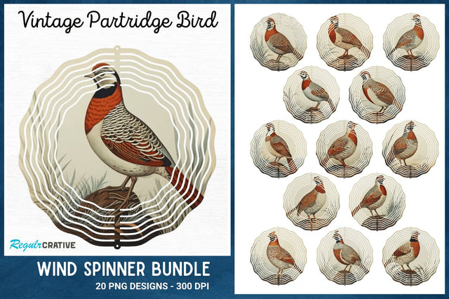 Vintage Partridge Bird Wind Spinner Sublimation Regulrcrative 