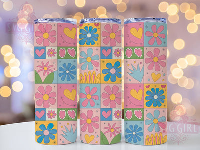 Vintage Patchwork Floral Tumbler, Quilt Style, Vintage Pattern, Whimsical Art, Bold Design, 20Oz Tumbler, Sublimation Wrap Sublimation SvggirlplusArt 