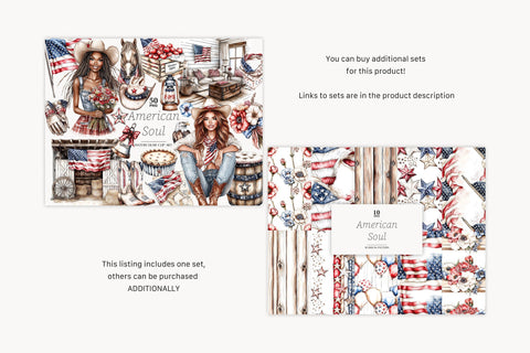 Vintage Patriotic 4th of July Clipart | American Flag SVG GlamArtZhanna 