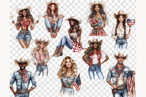 Vintage Patriotic 4th of July Clipart | American Flag SVG GlamArtZhanna 