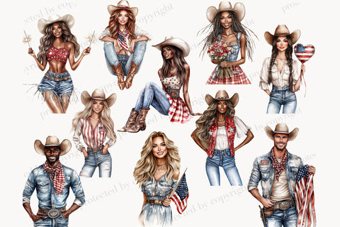 Vintage Patriotic 4th of July Clipart | American Flag SVG GlamArtZhanna 