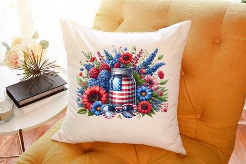 Vintage Patriotic Flowers in Jar PNG Sublimation designartist 