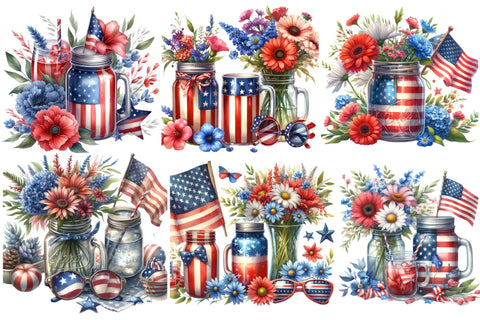Vintage Patriotic Flowers in Jar PNG Sublimation designartist 