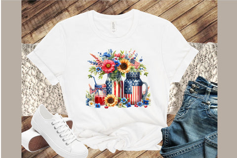 Vintage Patriotic Flowers in Jar PNG Sublimation designartist 