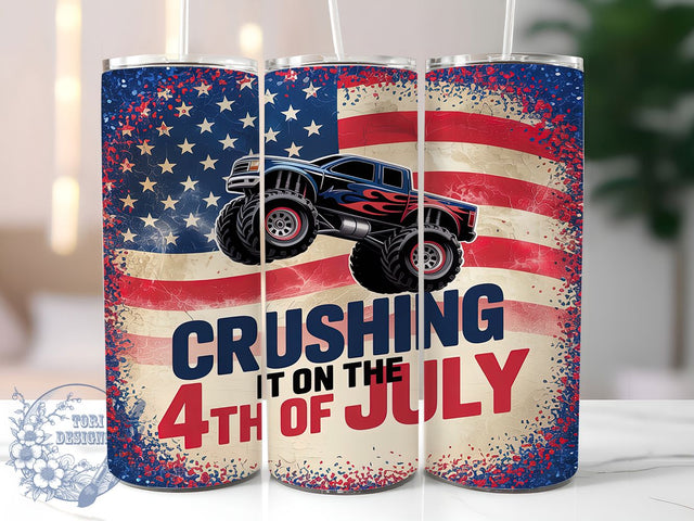 Vintage Patriotic Truck Tumbler, Fourth July Vehicle, American Pickup Gift, Independence Truck Design, USA Vintage Truck, Country Patriotic Cup, Sublimation Template Sublimation ToriDesigns 