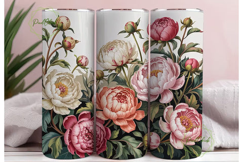 Vintage Peony 20oz Tumbler Wrap Sublimation PixelChick 