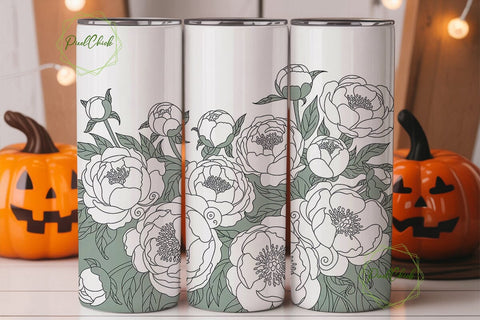Vintage Peony 20oz Tumbler Wrap Sublimation PixelChick 