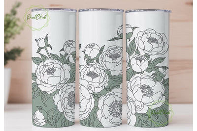 Vintage Peony 20oz Tumbler Wrap Sublimation PixelChick 