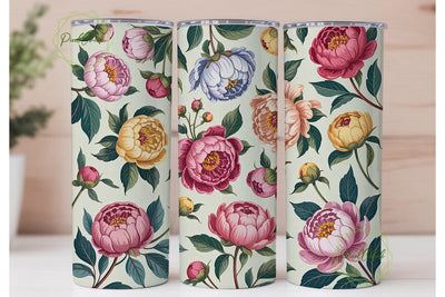 Vintage Peony Floral 20oz Tumbler Wrap Sublimation PixelChick 