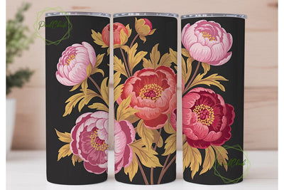 Vintage Peony Floral 20oz Tumbler Wrap Sublimation PixelChick 