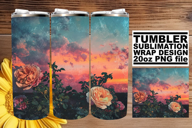 Vintage Petal Wonder: Sublimation 20oz Tumbler Wrap Sublimation afrosvg 
