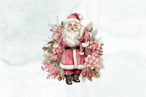 Vintage Pink Christmas Santa Sublimation Bundle Sublimation Designangry 