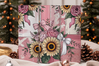 Vintage Pink Floral 20oz Tumbler Wrap Sublimation DesignSVG 