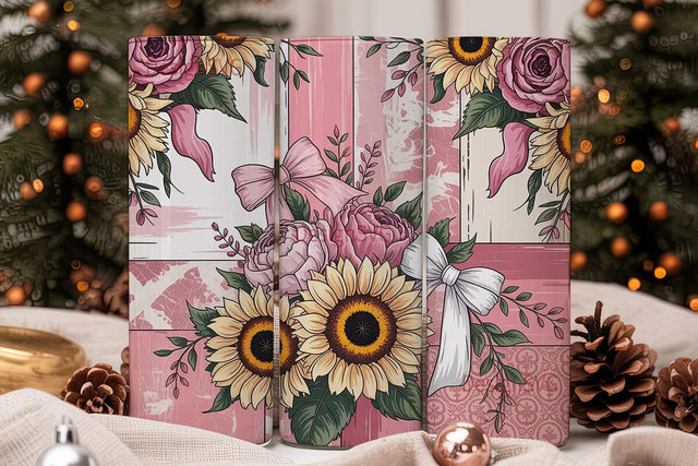 Vintage Pink Floral 20oz Tumbler Wrap Sublimation DesignSVG 