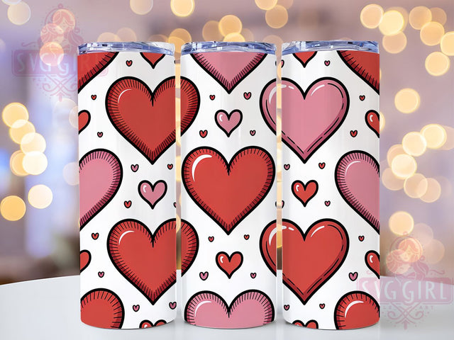 Vintage Pink Hearts Tumbler, Hearts Background Wrap, Romantic Pink Cup, 20oz Sublimation Wrap, Stylish Vintage Heart Design Tumbler, Artistic Pink Hearts Cup, Sweet Valentine Theme Wrap Sublimation SvggirlplusArt 