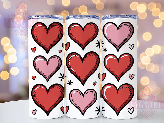 Vintage Pink Hearts Tumbler, Hearts Background Wrap, Romantic Pink Cup, 20oz Sublimation Wrap, Stylish Vintage Heart Design Tumbler, Artistic Pink Hearts Cup, Sweet Valentine Theme Wrap Sublimation SvggirlplusArt 
