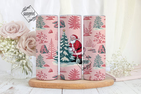Vintage Pink Santa 20oz Tumbler Wrap Sublimation sassyprint 