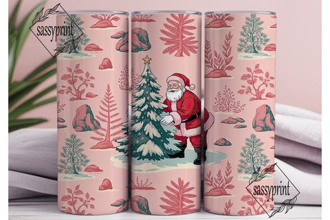 Vintage Pink Santa 20oz Tumbler Wrap Sublimation sassyprint 