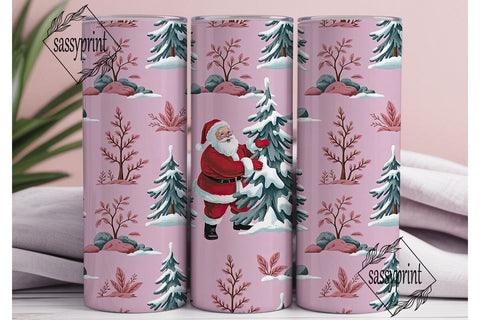 Vintage Pink Santa 20oz Tumbler Wrap Sublimation sassyprint 