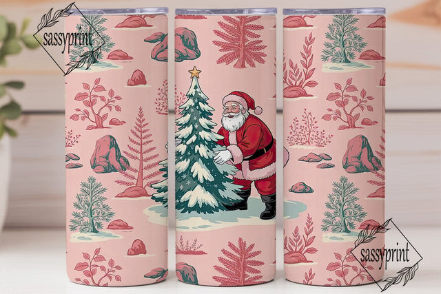Vintage Pink Santa 20oz Tumbler Wrap Sublimation sassyprint 