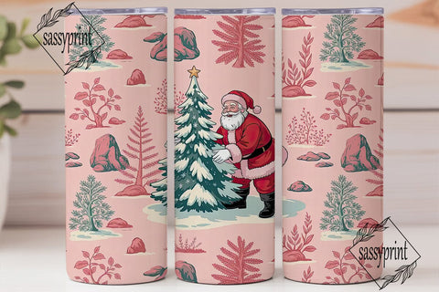 Vintage Pink Santa 20oz Tumbler Wrap Sublimation sassyprint 