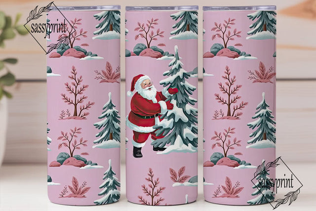 Vintage Pink Santa 20oz Tumbler Wrap Sublimation sassyprint 