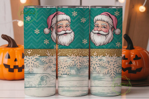Vintage Pink Santa Christmas Tumbler Sublimation PixelChick 