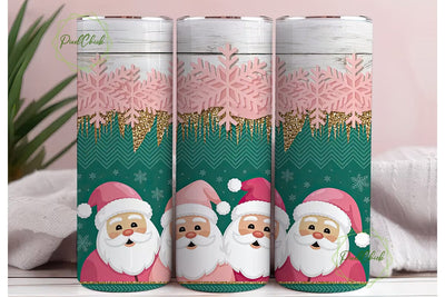 Vintage Pink Santa Christmas Tumbler Sublimation PixelChick 