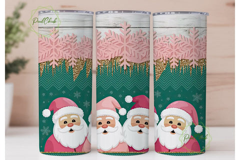 Vintage Pink Santa Christmas Tumbler Sublimation PixelChick 