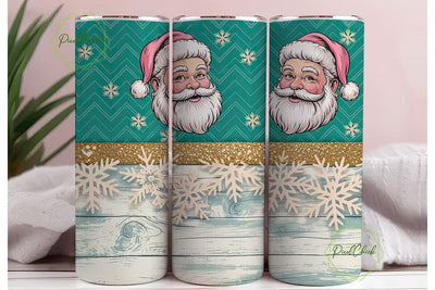 Vintage Pink Santa Christmas Tumbler Sublimation PixelChick 