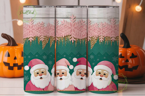 Vintage Pink Santa Christmas Tumbler Sublimation PixelChick 