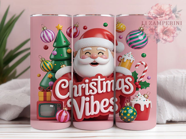 Vintage Pink Santa Tumbler, Pink Santa Claus, Vintage Christmas Vibes, Groovy Christmas, Retro Holiday Design, 20oz Tumbler, Sublimation Design Sublimation Li Zamperini 