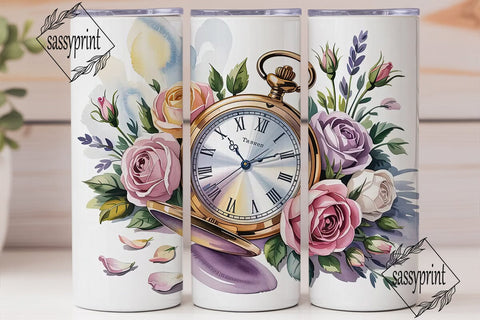 Vintage Pocket Watch & Floral 20oz Sublimation sassyprint 