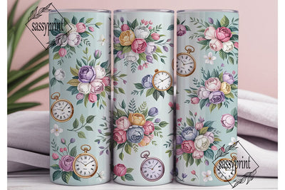 Vintage Pocket Watch & Floral 20oz Sublimation sassyprint 