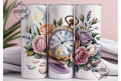 Vintage Pocket Watch & Floral 20oz Sublimation sassyprint 