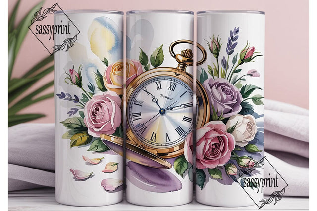 Vintage Pocket Watch & Floral 20oz Sublimation sassyprint 